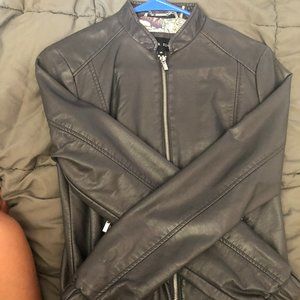 grey leather jacket